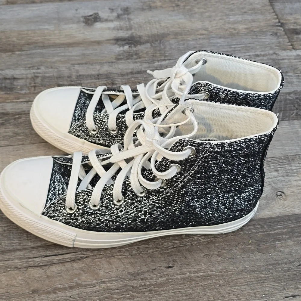 Converse CHUCK TAYLOR All Star High Top Glitter Sneakers Women 7.5 - Picture 3 of 11